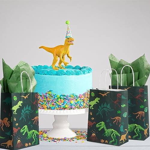 Capoda Dinosaur Gift Bags with Tissue Paper 16 Pcs