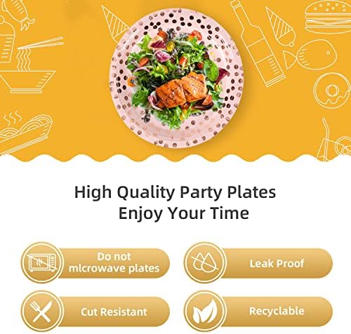 Pink Rose Gold Dots 7 Inch Paper Plates 50 PCS
