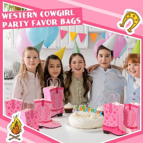 16 Pcs Western Boots Gift Bags with Handles