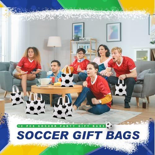 Sweetude 12 Pcs Soccer Gift Bags with Handles