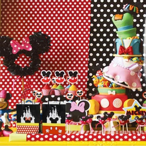 MOAXMOA Mickey Mouse Theme Treat Bags with Handles - 12PCS