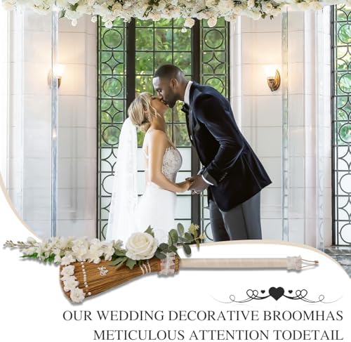 Yiytrees Wedding Broom DIY Kit with Artificial Roses and Ribbons