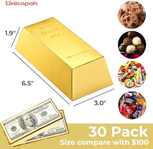 UnicoPak 30 Gold Bar Party Favor Boxes