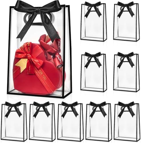 Ohuimrt 12 Pack Clear Plastic Gift Bags with Handles 1