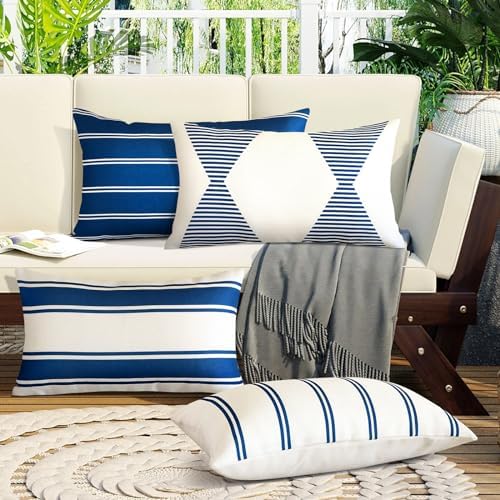 OTOSTAR Waterproof Pillow Covers 12x20 Inch Pack of 4 Navy Blue