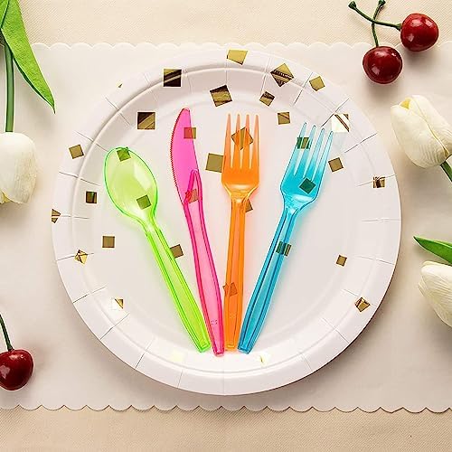 Juvale 216 Piece Rainbow Plastic Cutlery Set for Parties