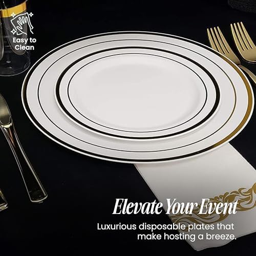 Ayas 60 Gold Rimmed Plastic Plates Set