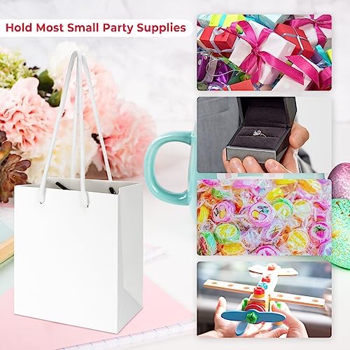 Rcybeo 50 Pack Mini White Gift Bags with Handles