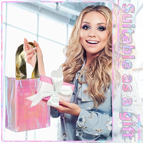Jutom 20 Pack Iridescent Gift Bags Reusable Party Tote With Handles