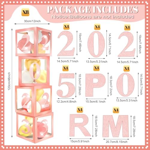 Sinmoe 8 Pcs Prom Column Balloon Box Set