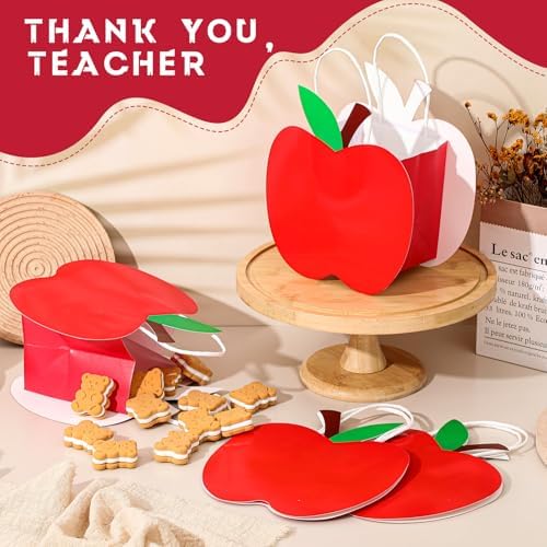 Kolldenn 24 Pack Red Apple Gift Bags with Handle