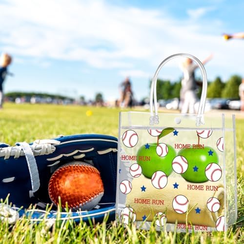 Aliceset 20 Pcs Baseball Clear PVC Gift Bags with Handles