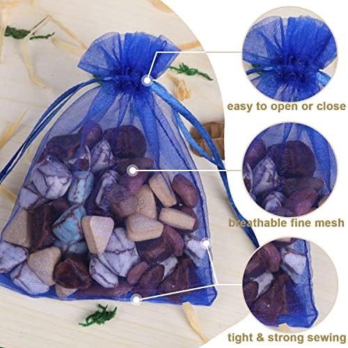 Ableme Deco Royal Blue Organza Gift Bags 3x4 Inches 100 Pcs