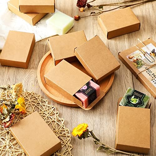 200 Pcs Kraft Soap Boxes No Window for Homemade Soap Packaging