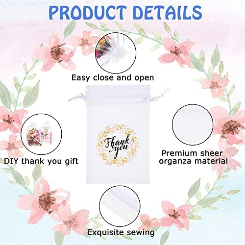 Shappy 100 Pcs Thank You Organza Bags with Drawstring