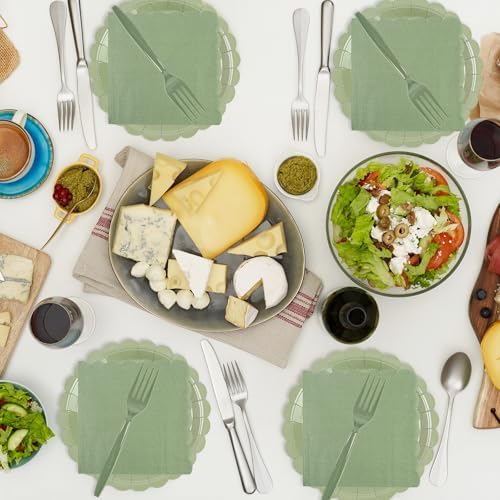 75pcs Sage Green Paper Plates and Napkins Set
