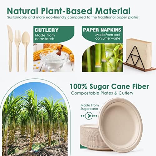Gezond 300-Piece Compostable Paper Plates Set