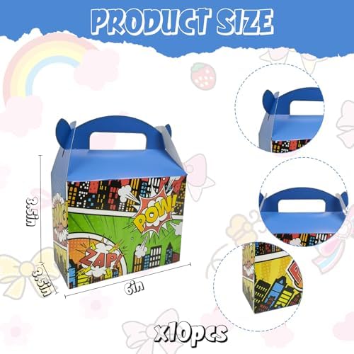 10PCS Super City Heroes Theme Party Treat Boxes with Handles