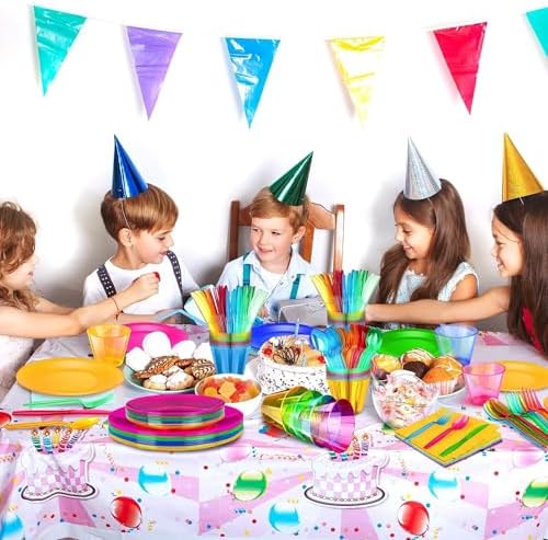 252 PCS Neon Party Supplies Set for 36 Guests