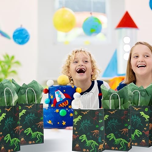 Capoda Dinosaur Gift Bags with Tissue Paper 16 Pcs
