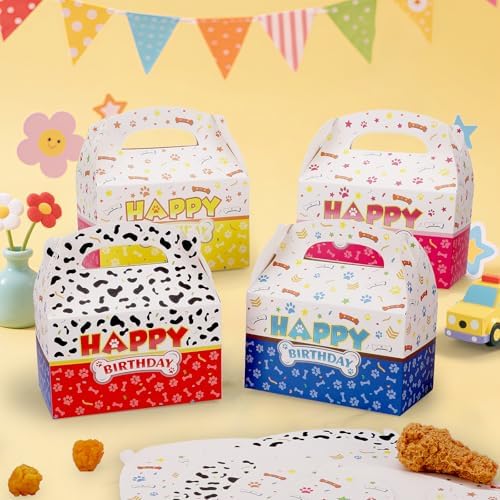 24 Pack Cartoon Dog Paw Treat Boxes for Birthday Parties