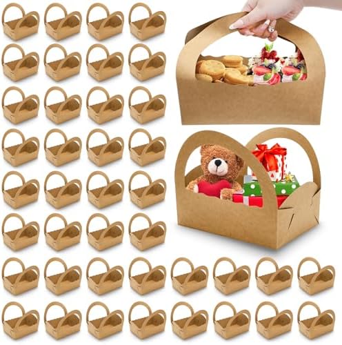 ELFULLY 50 Pack Paper Gift Baskets with Handles