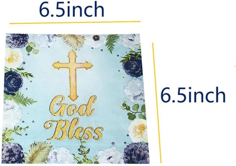 40Pcs Floral God Bless Napkins for Baptism and Religious Celebrations