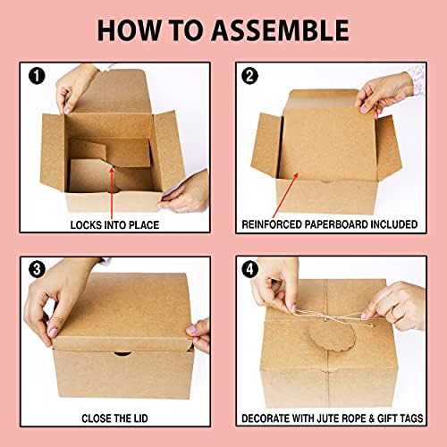 Mudrit Kraft Gift Boxes 10 Pack 8x8x4 Inches