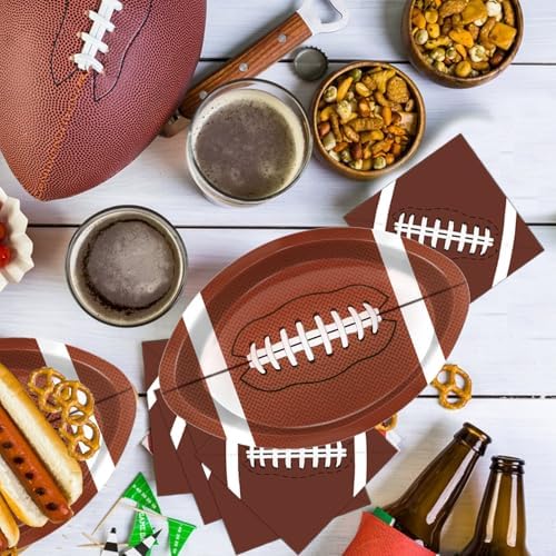 100 Pcs Football Shaped Disposable Paper Plates for Sports Events