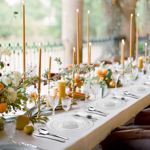 350PCS Clear Plastic Plates with Silver Trim for 50 Guests