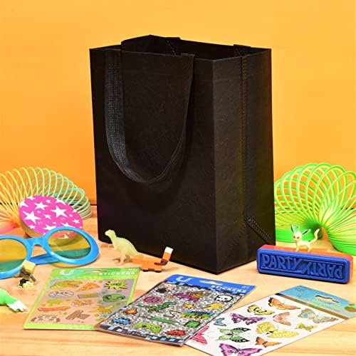 Zenpac Reusable Black Gift Bags with Handles 8x4x10 12 Pack