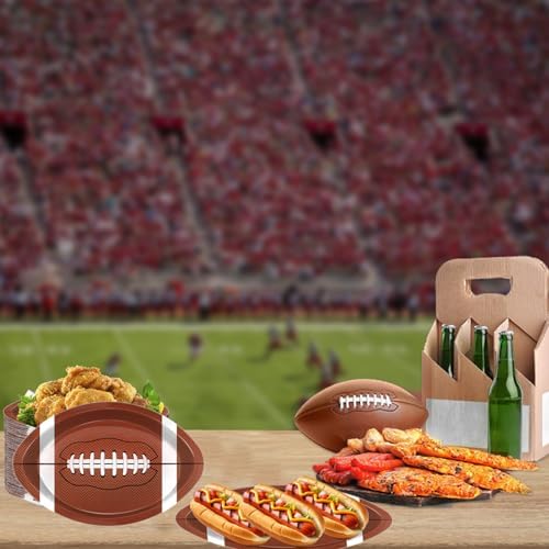 100 Pcs Football Shaped Disposable Paper Plates for Sports Events