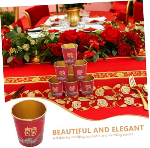 50pcs Gold Disposable Tea Cups for Bridal Shower and Wedding Reception