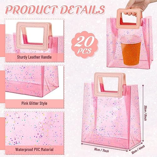 Jetec 20 Pcs Clear Plastic Gift Bags with Handles