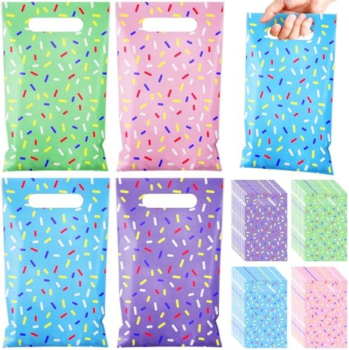 Sweetude 48 Plastic Donut Confetti Gift Bags with Handle