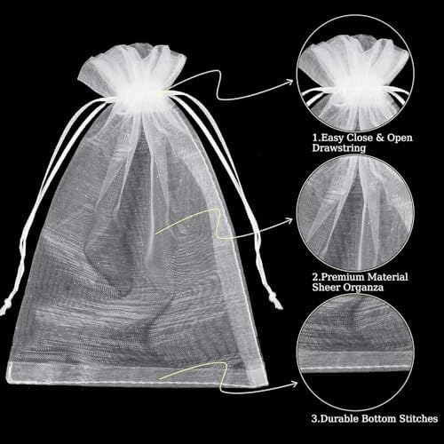 100PCS Sheer Organza Bags With Drawstring for Wedding Favor