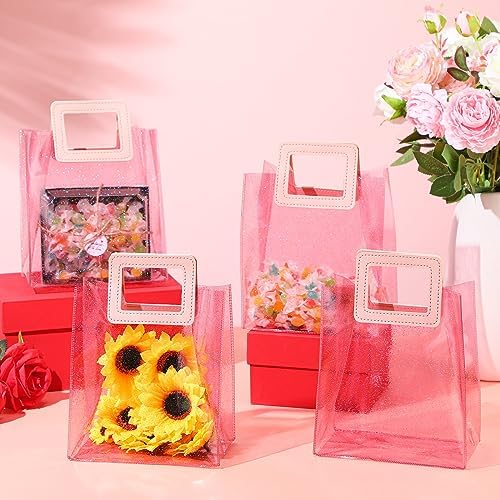 Jetec 20 Pcs Clear Plastic Gift Bags with Handles