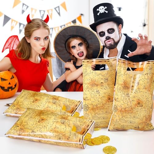 Pajean Pirate Party Favor Bags 100 Pcs Treasure Map Gift Wrapping