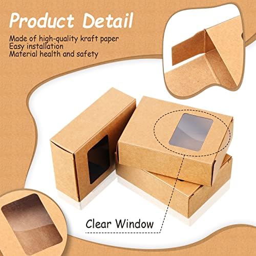 Spakon 30 Pcs Mini Kraft Soap Boxes with Window
