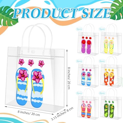 Kolldenn 36 Pcs Flip Flop Clear PVC Gift Bags with Handles
