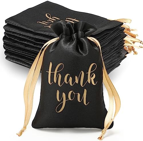 Sieral 50 Pcs Drawstring Thank You Satin Gift Bags