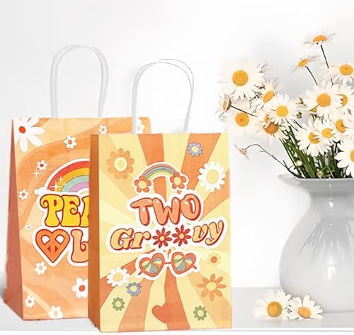 Czwxoxo 24 Pcs Groovy Retro Party Favor Bags