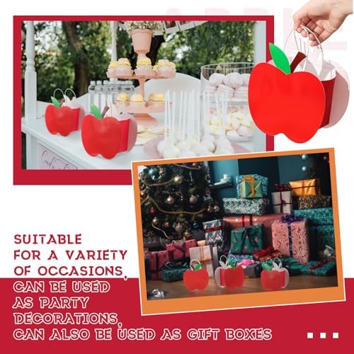 Kolldenn 24 Pack Red Apple Gift Bags with Handle