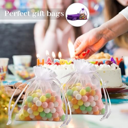 100PCS Sheer Organza Bags With Drawstring for Wedding and Party Favor