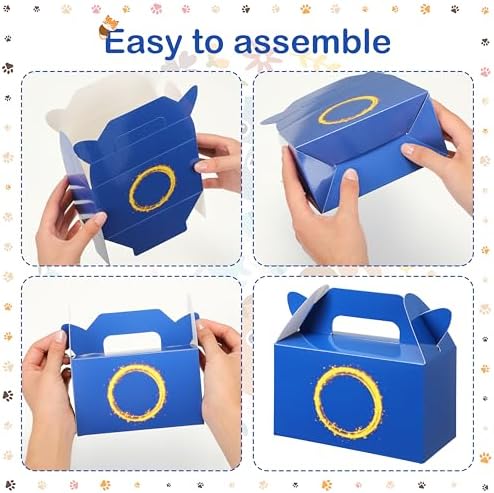 32 Pcs Dark Blue Hedgehog Party Favor Boxes with Handles