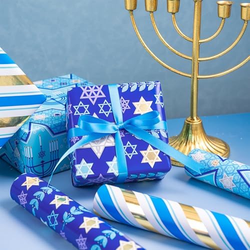 RUSPEPA Hanukkah Wrapping Paper Roll Set