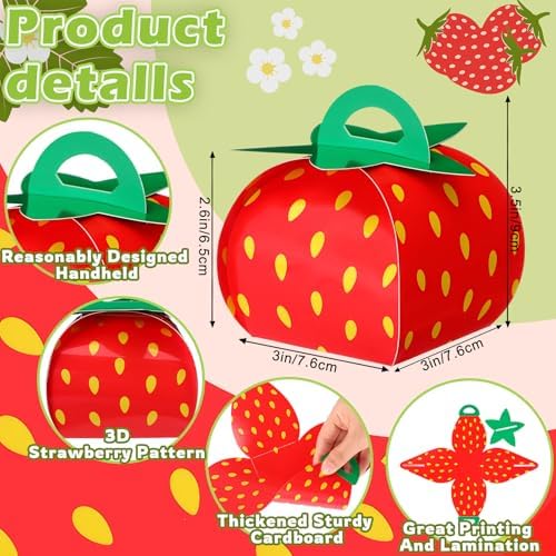 TaoBary 36 Piece Strawberry Favor Boxes