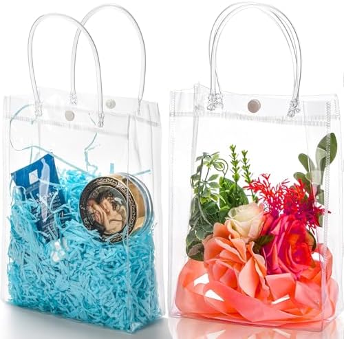 Youeon 40 Pcs Clear PVC Gift Bags with Handles