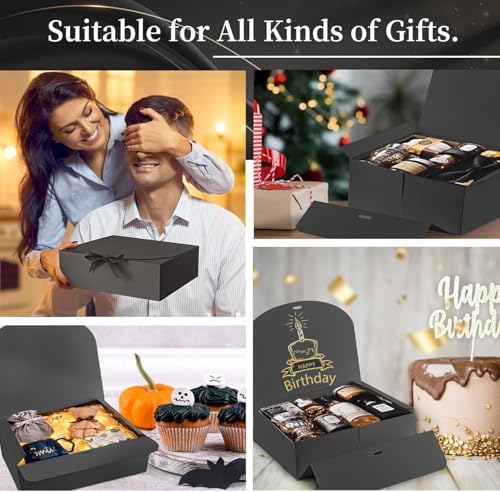 Ocmoiy 12 Pack Black Gift Boxes with Lids