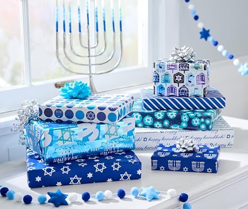 American Greetings Reversible Hanukkah Wrapping Paper 4 Rolls 120 Sq Ft